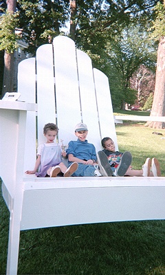 Lauren, Bill, and Tom on a large chair