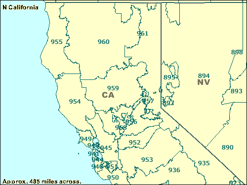 3 Digit Zip Code Map California 8286